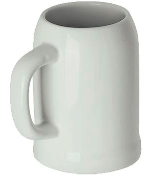 Bierkrug aus Keramik, 0,5 l, weiß, inkl. individuellem Motiv